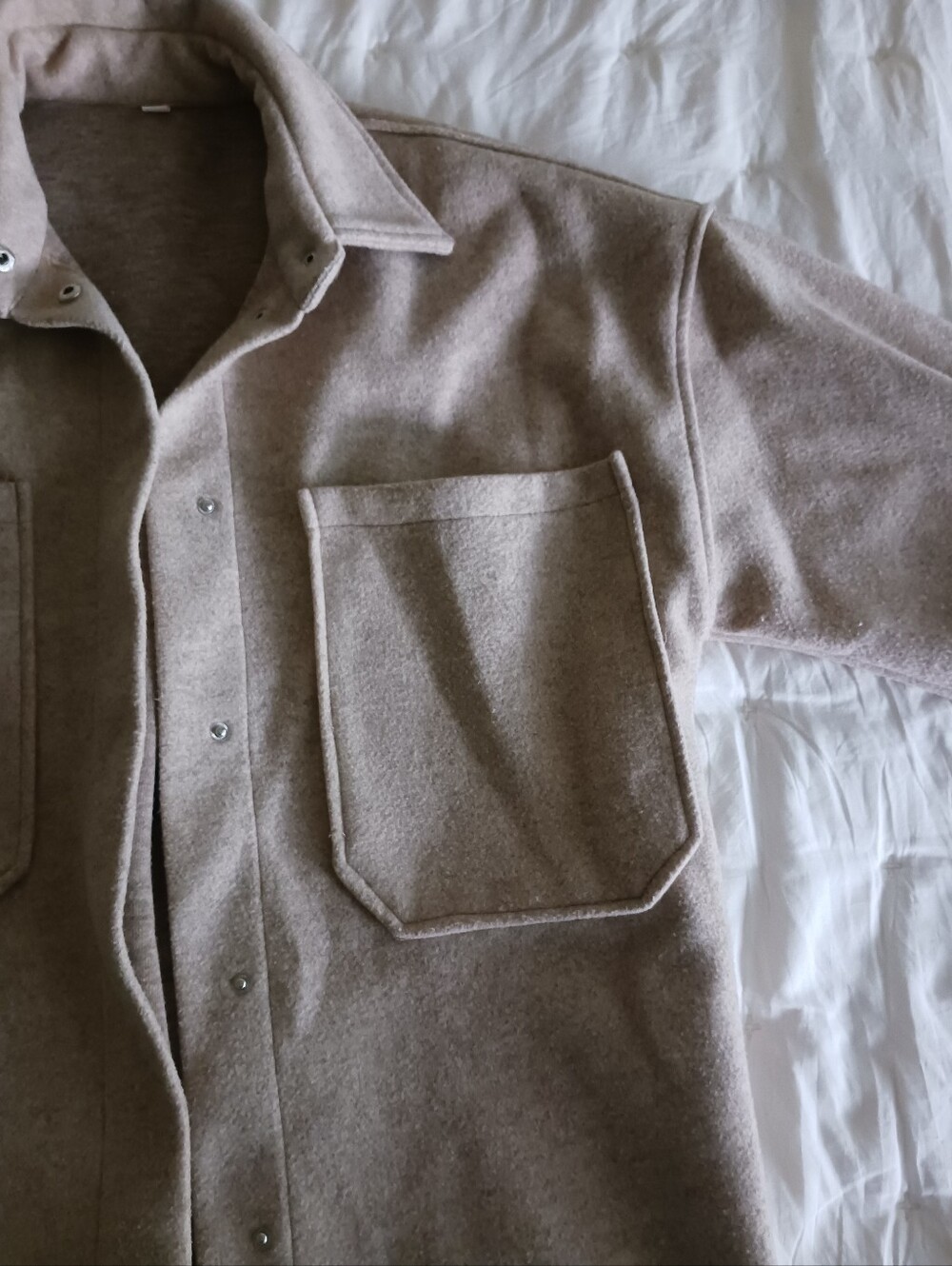 SHEIN Oversized Wool Blend Shacket in Taupe